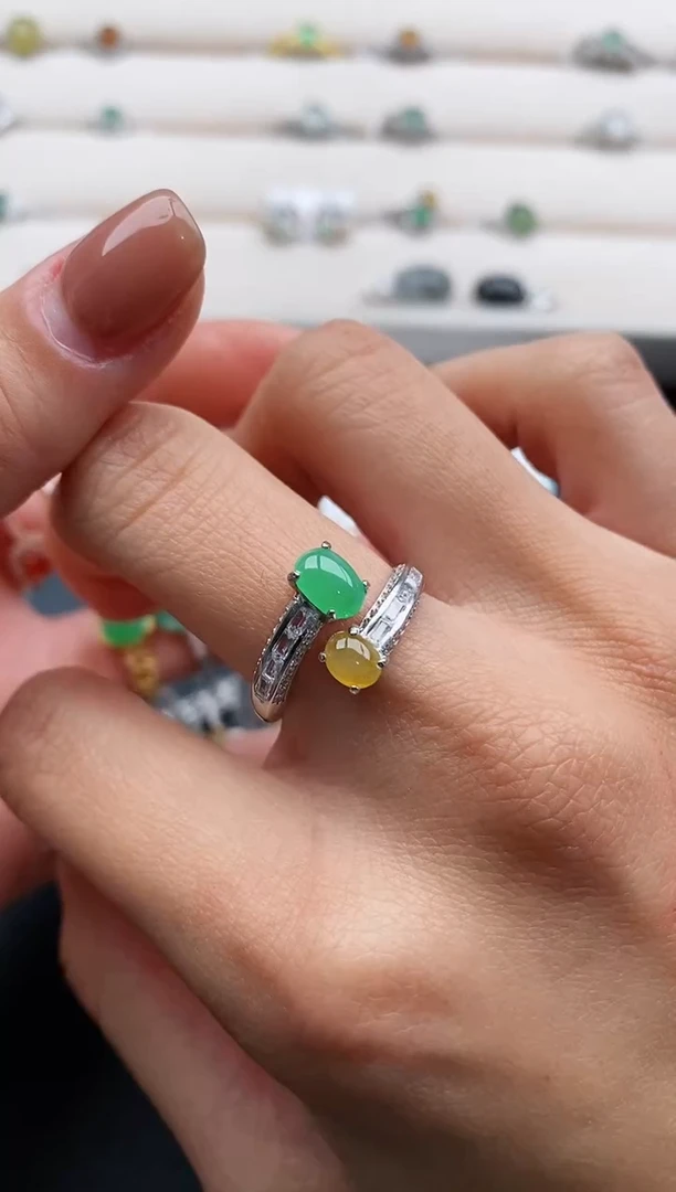 银S925镶嵌戒指翡翠88888888+5