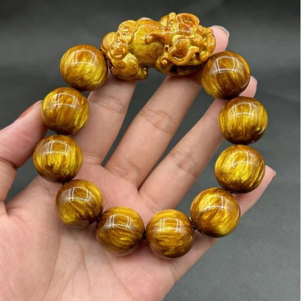 Y010金丝楠+貔貅2.0金丝海柳精品手串