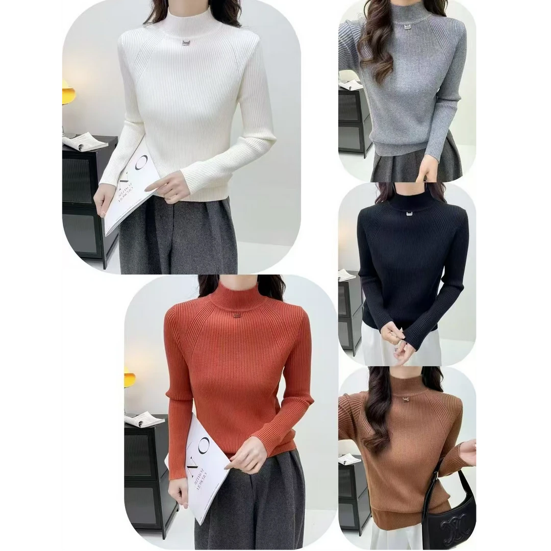 秋冬季澳洲羊毛长袖纯色保暖宽松设计感时尚针织毛衣  HG36