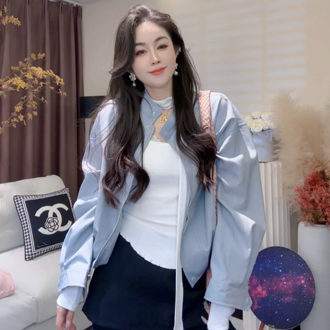 L.X~气质短款机车皮衣女新款韩版时尚小个子宽松休闲立领外套6035