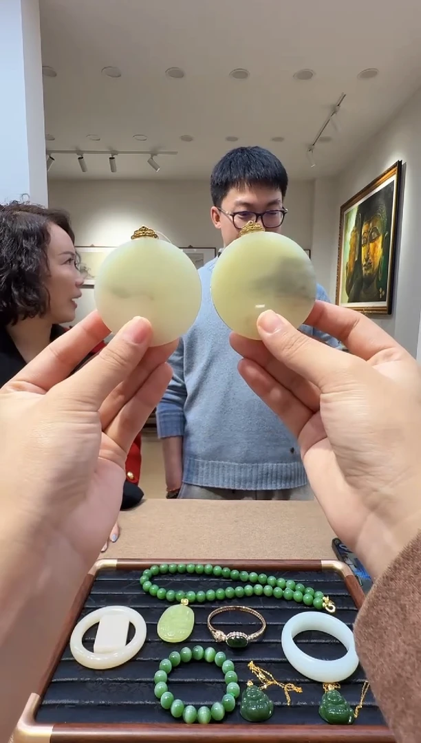 颈饰18K金镶嵌和田玉15-571-11.14多样性拍一发一