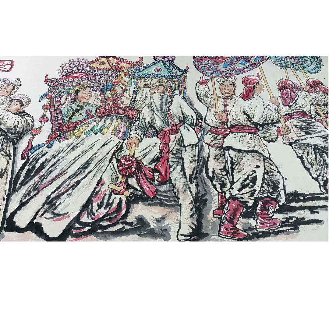 刘文西 款人物画片400*160约56平尺