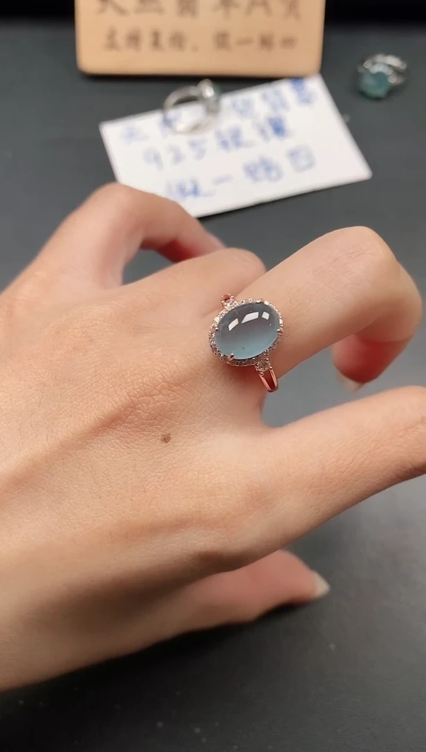 银S925镶嵌戒指翡翠1