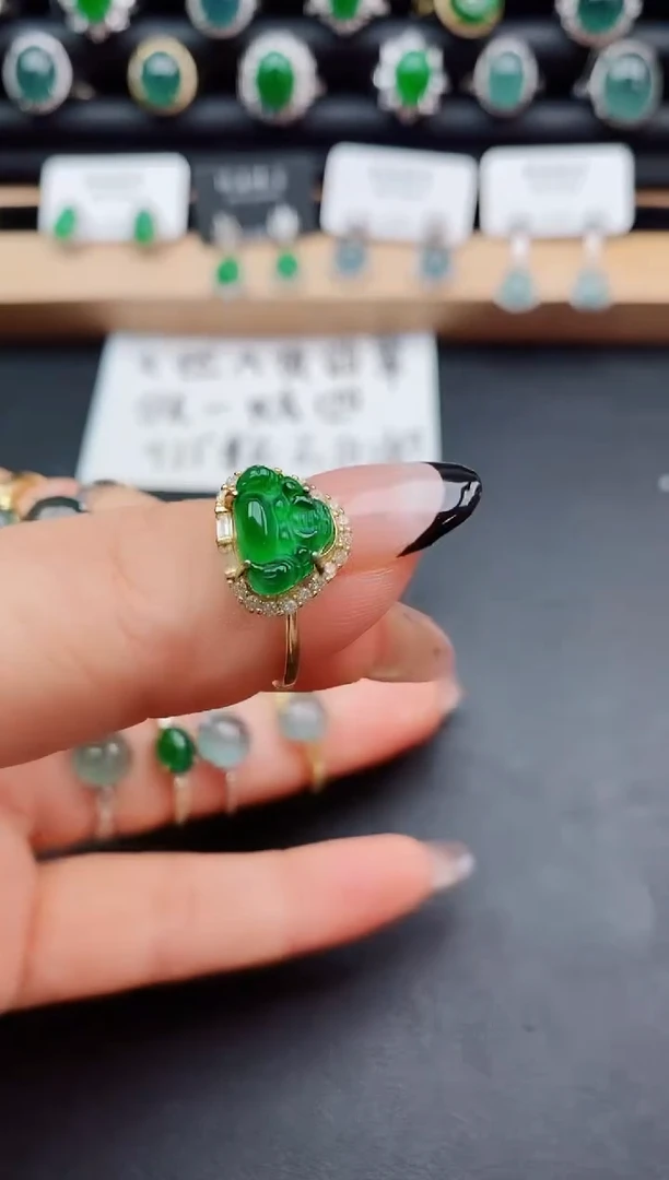 翡翠戒指银S925镶嵌5805