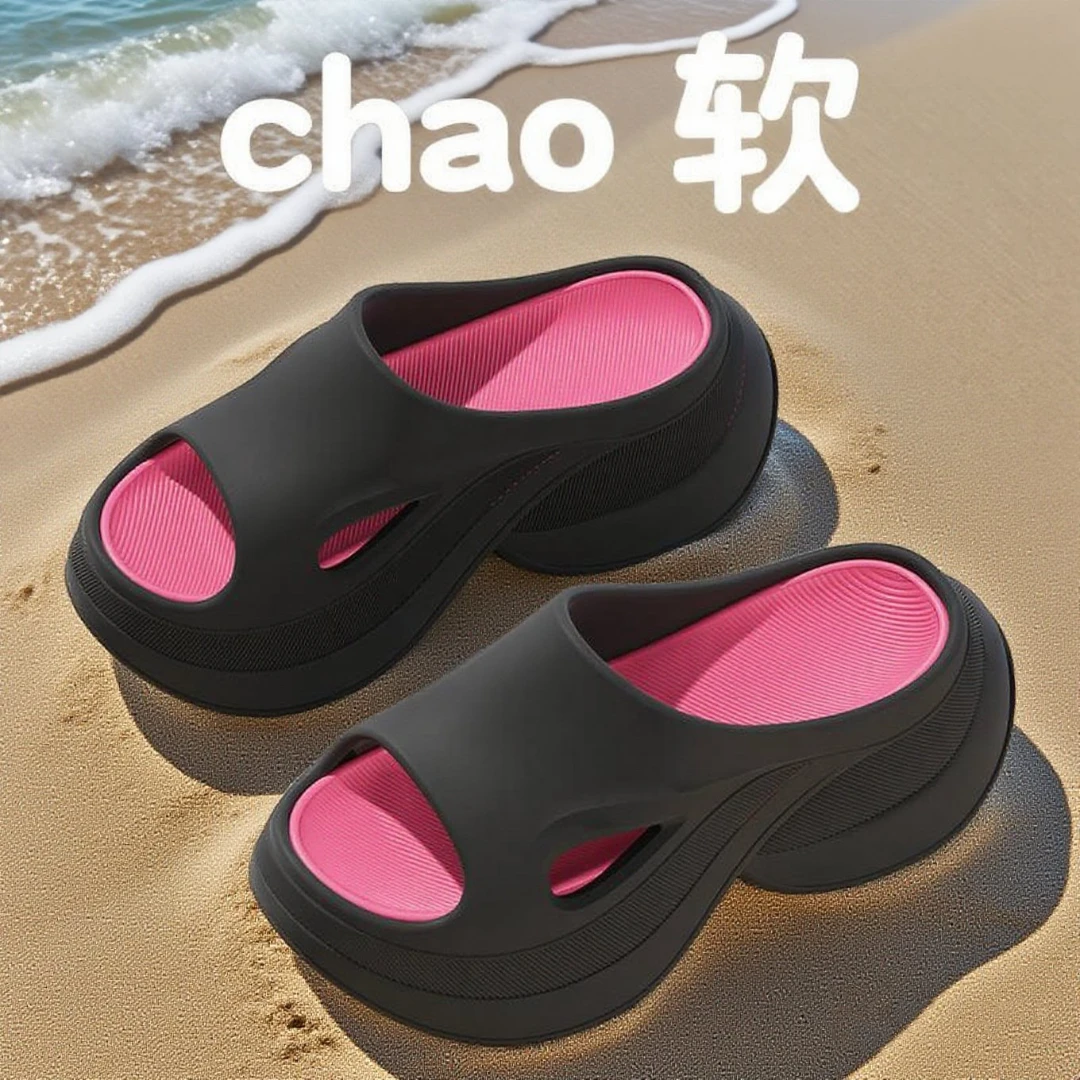 沙滩凉拖鞋女士夏季出游百搭旅游逛街厚底踩屎感海边拖鞋女鞋外穿