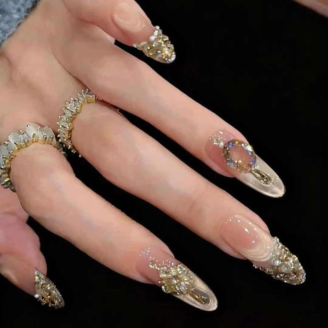 【天使之泪】小熊纯手工腮红满钻爆闪气质显白可拆卸式穿戴甲