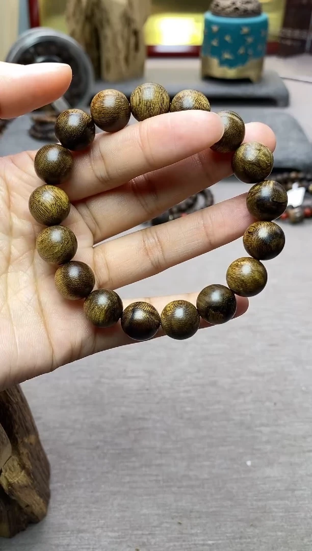 【闪购商品】沉香手串越南芽庄白棋楠留疤玉化料1.2单圈