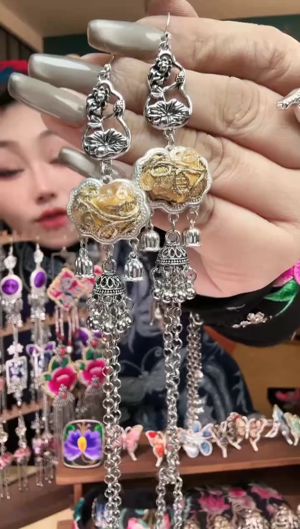 刺绣纯手工民族风刺绣耳环