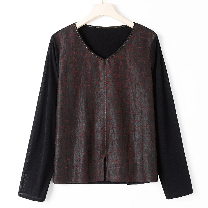 桑蚕丝香云纱龟裂纹双面穿百搭时尚气质上衣精品内搭打底衫86006
