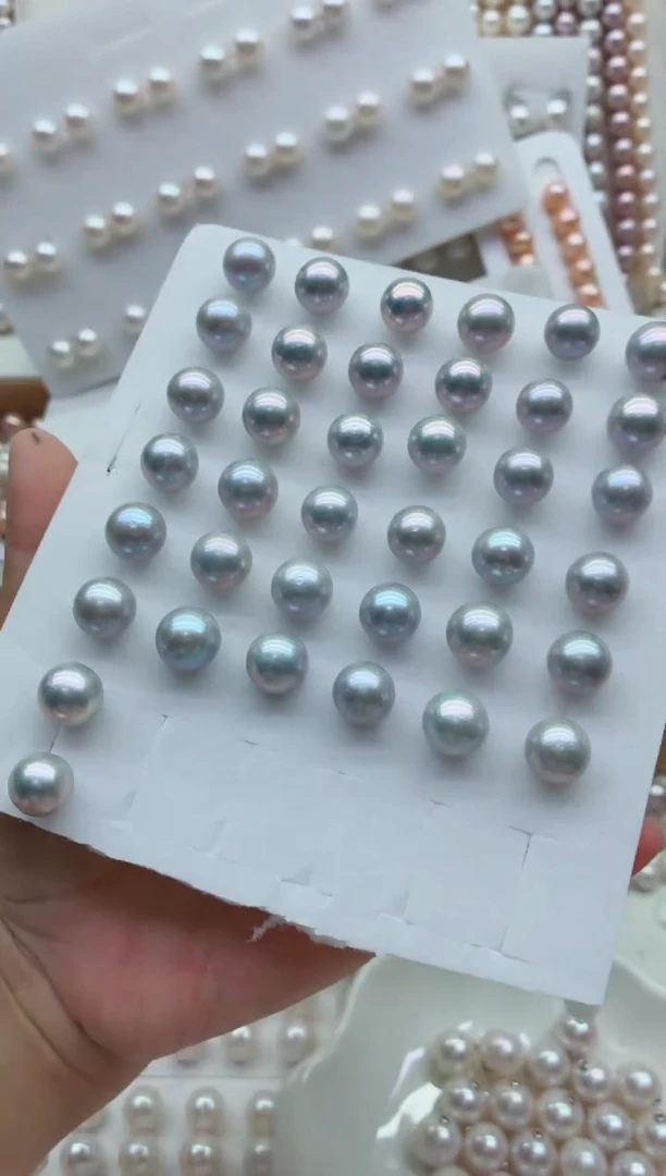 银S925镶嵌淡水珍珠耳钉多样性发其一，非无暇