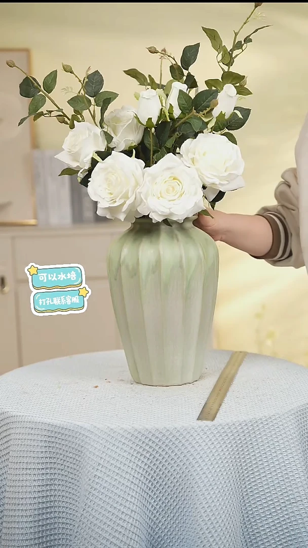 绿野仙踪八角瓶景德镇高端陶瓷花瓶家居水培插花瓶