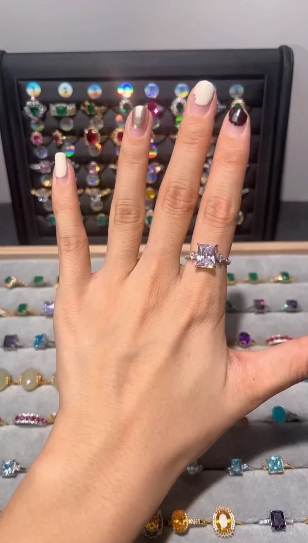 【闪购商品】方柱石开口戒银S925镶嵌0000