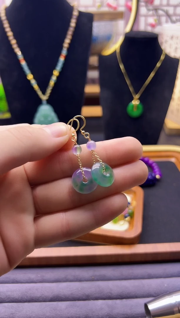 【闪购商品】翡翠耳饰14K金镶嵌E234