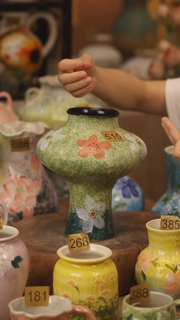 陶瓷515景德镇设计师手作花器摆件侘寂风