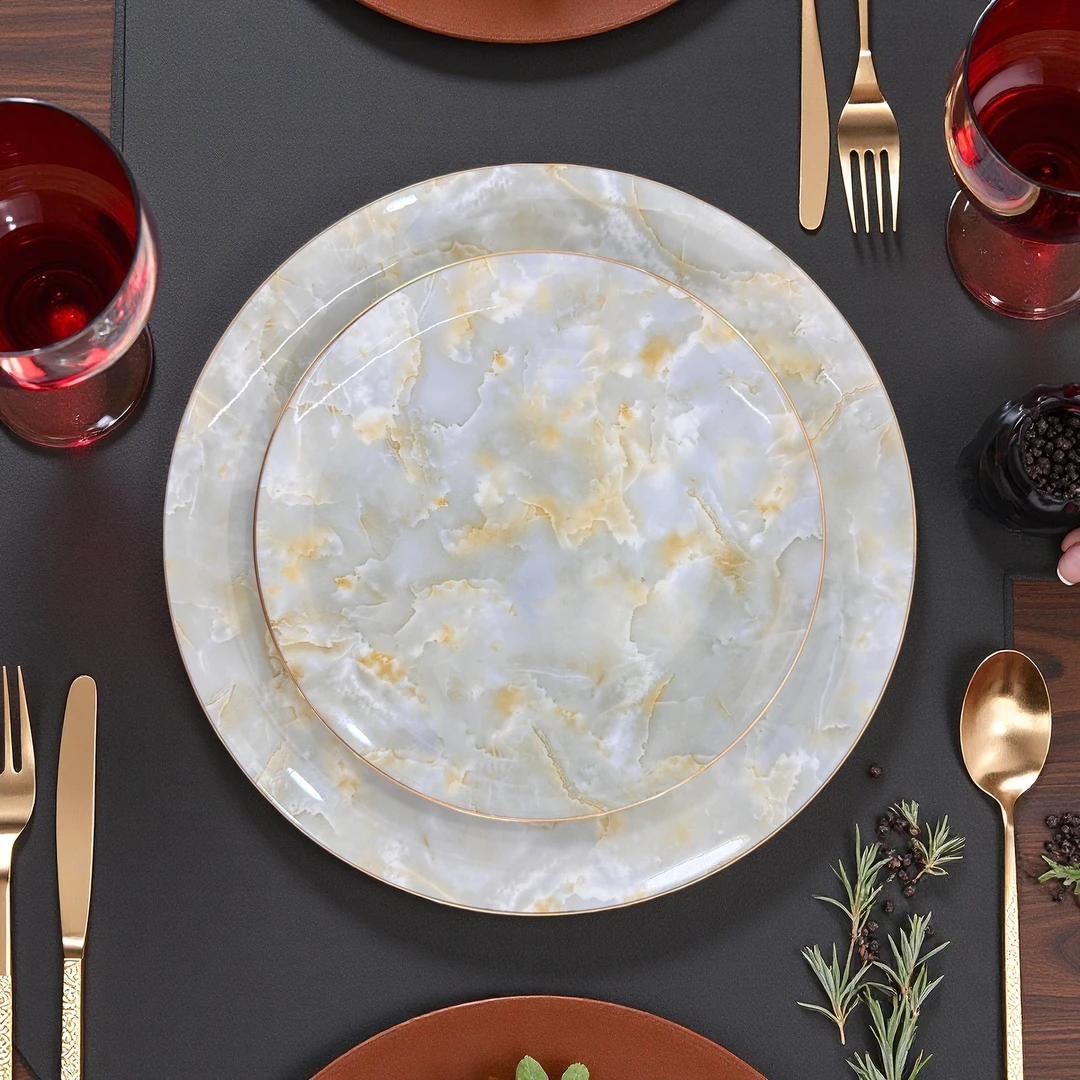 欧吉纳（大理石）10.5英寸酒店西餐盘圆形圆盘家用轻奢餐具盘子骨瓷