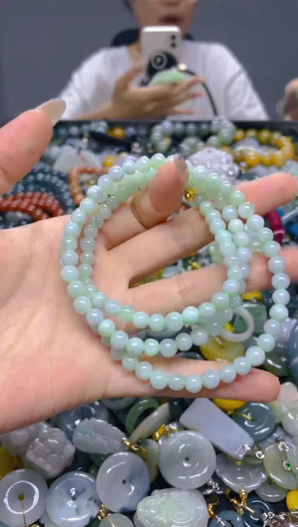 颈饰未镶嵌翡翠5MM/ Q /翡翠A货，一件也是批发价
