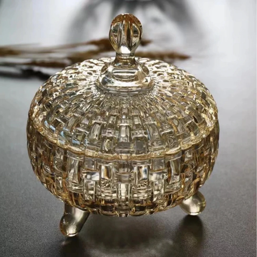 单只琥珀糖果罐玻璃家用创意罐欧式带盖