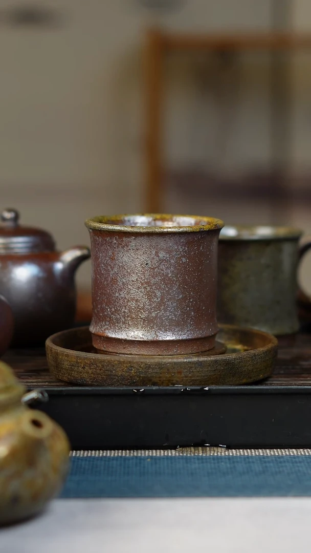 茶壶紫砂柴烧紫砂竹节杯150cc