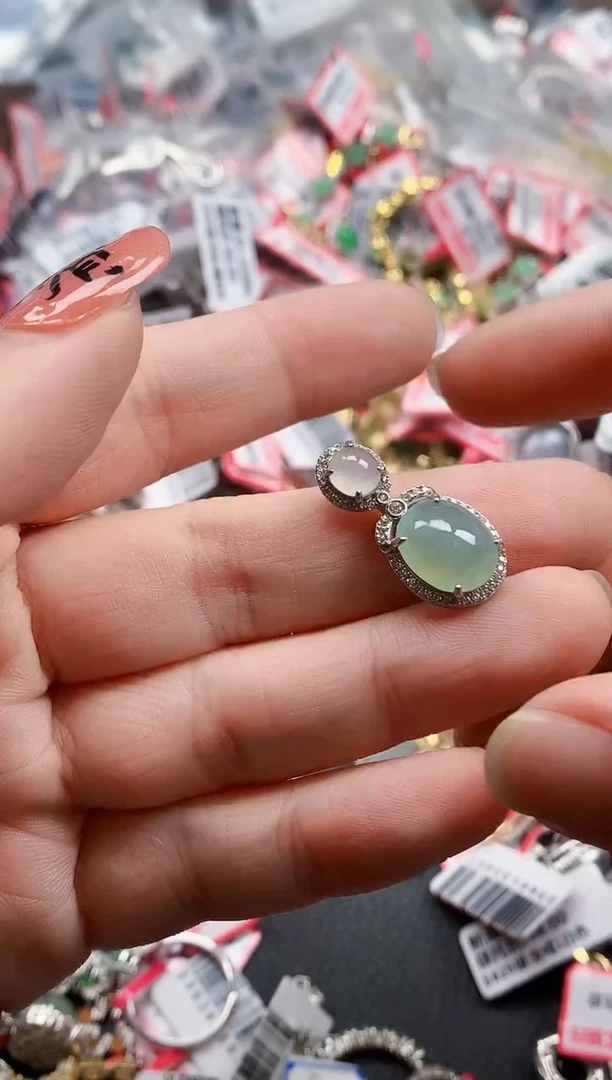 银S925镶嵌戒指翡翠天然A货缅甸翡翠