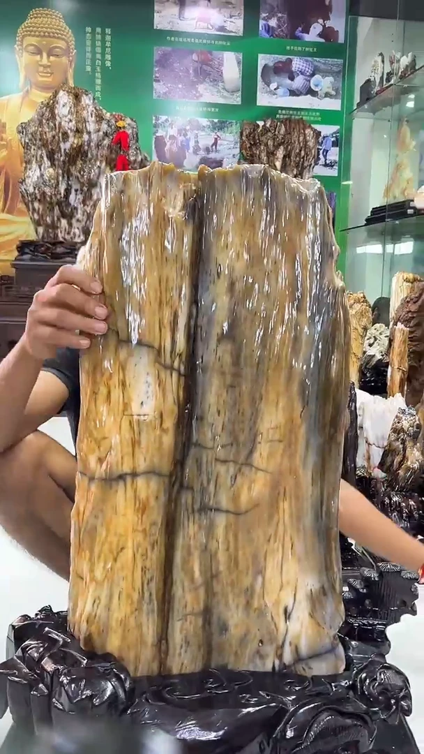 缅甸天然树化玉摆件