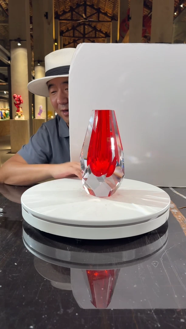 摆件CS0401039-5落日红橙琉璃小花瓶