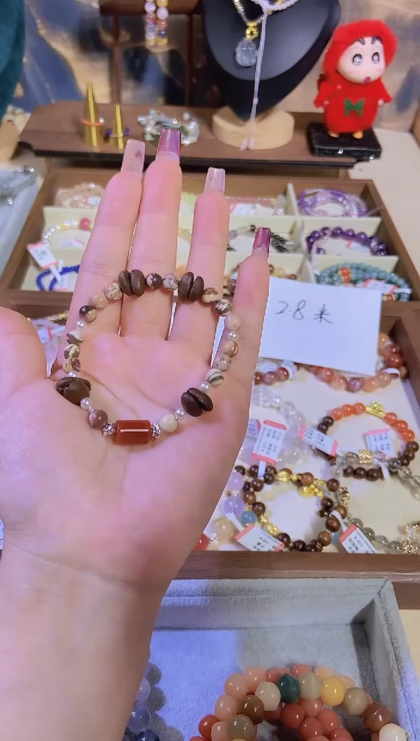 【闪购商品】淡水珍珠手绳银S925镶嵌咖啡手串