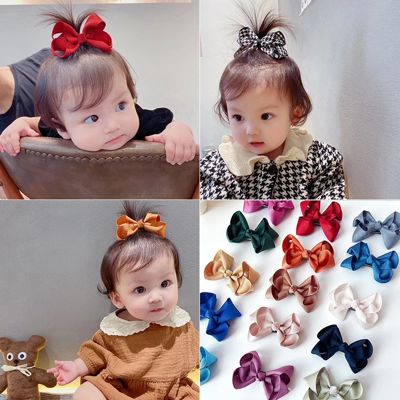 黄小妞婴儿发夹简约质感经典蝴蝶结宝宝不伤发小发卡儿童日常发饰