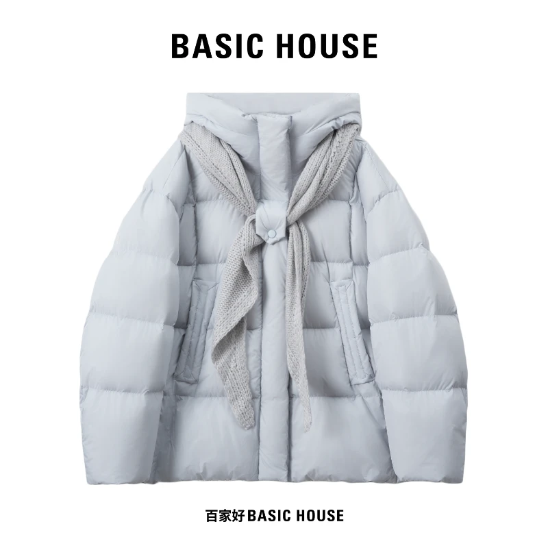 Basic House/百家好连帽90绒羽绒服女2025面包服加厚外套N552 QY