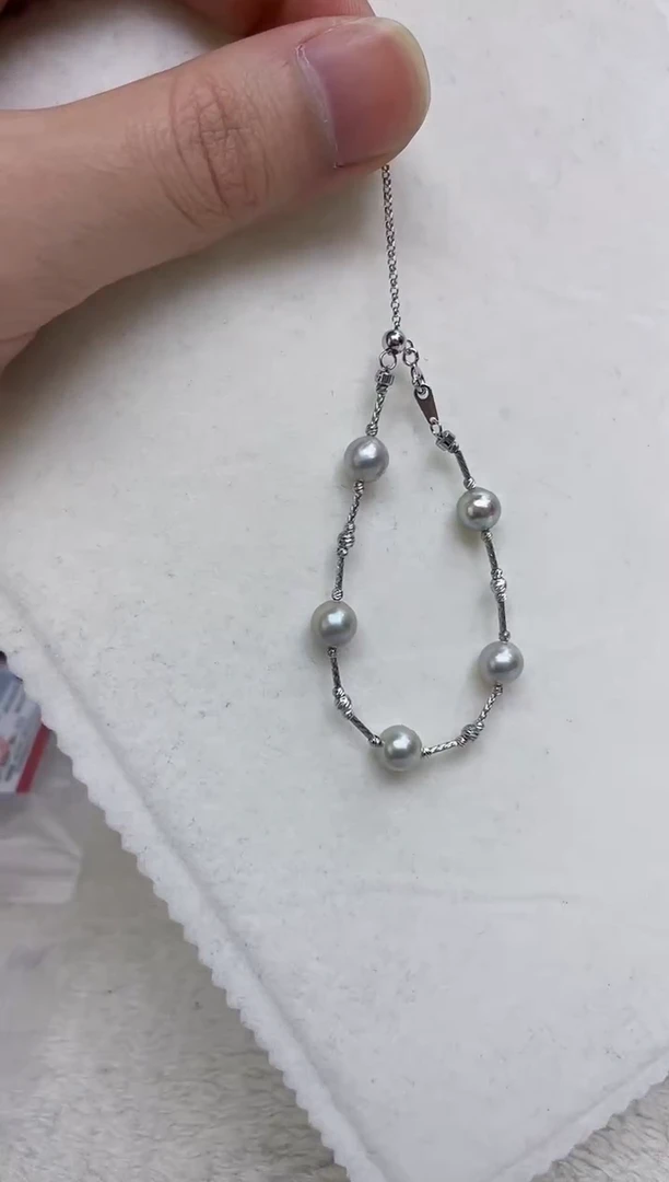 银S925镶嵌手链海水珍珠