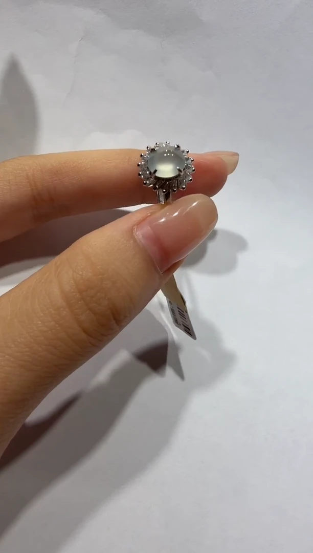 银S925镶嵌戒指翡翠缅甸A货翡翠戒指