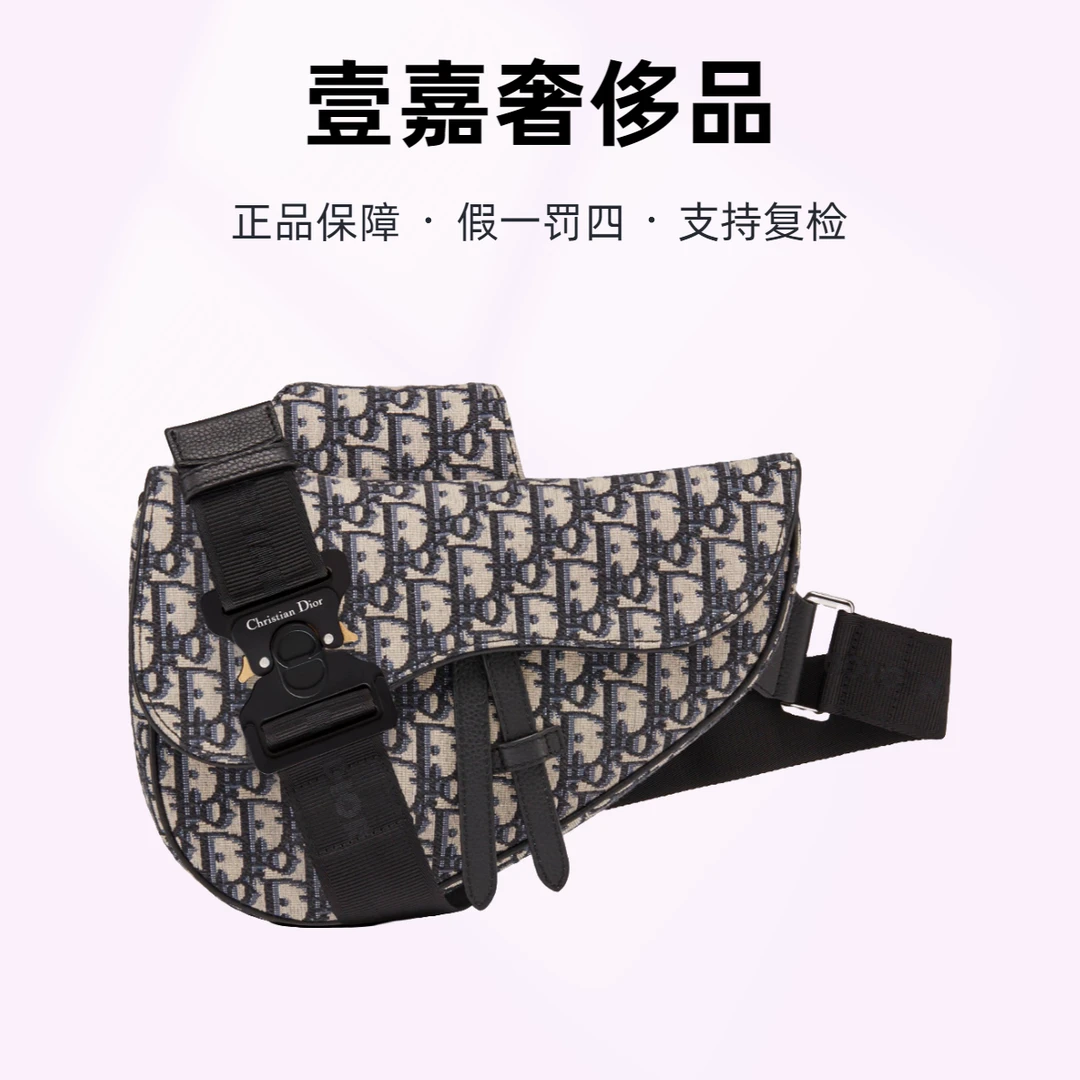 99新 DIOR/迪奥 标志性Oblique刺绣印花老花满印 帆布拼皮革细节