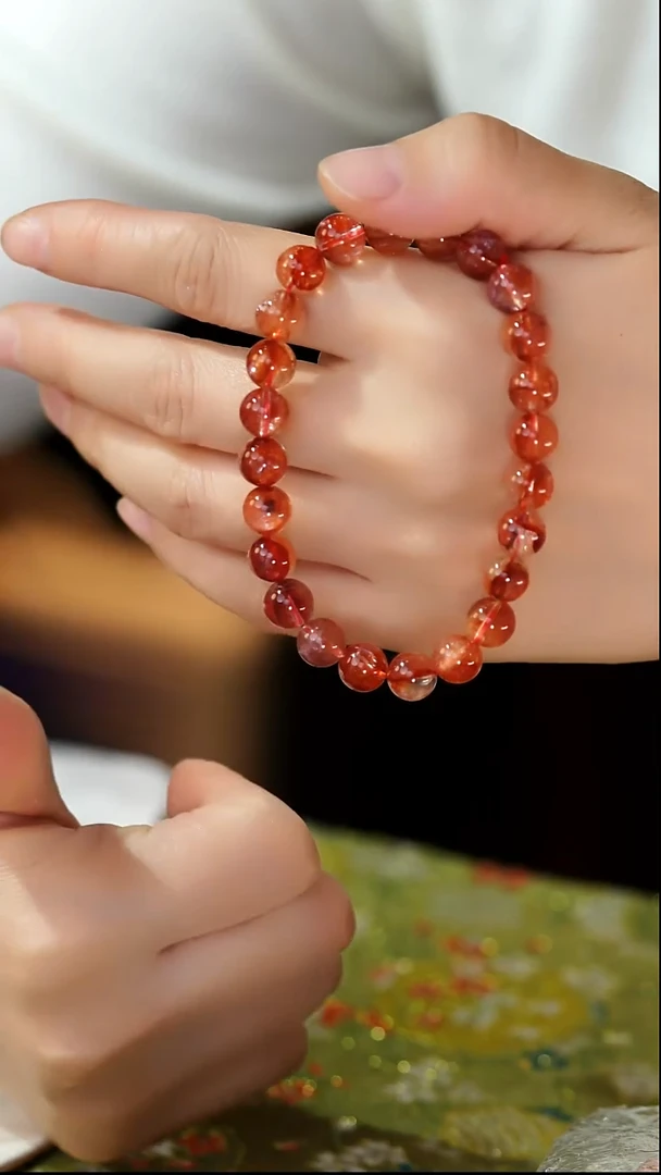 项链未镶嵌水晶红胶花手串8MM