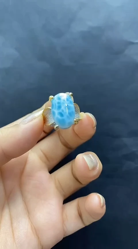 针钠钙石（海纹石）银S925镶嵌手链戒指