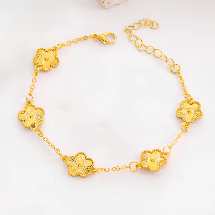 钛钢手链 金色不掉色花花手链气质轻奢时尚百搭镶嵌精美MO-550