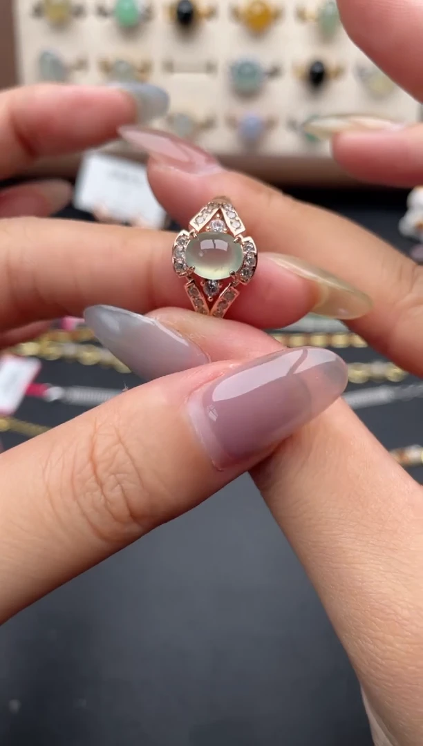 翡翠戒指银S925镶嵌一物一证一礼盒