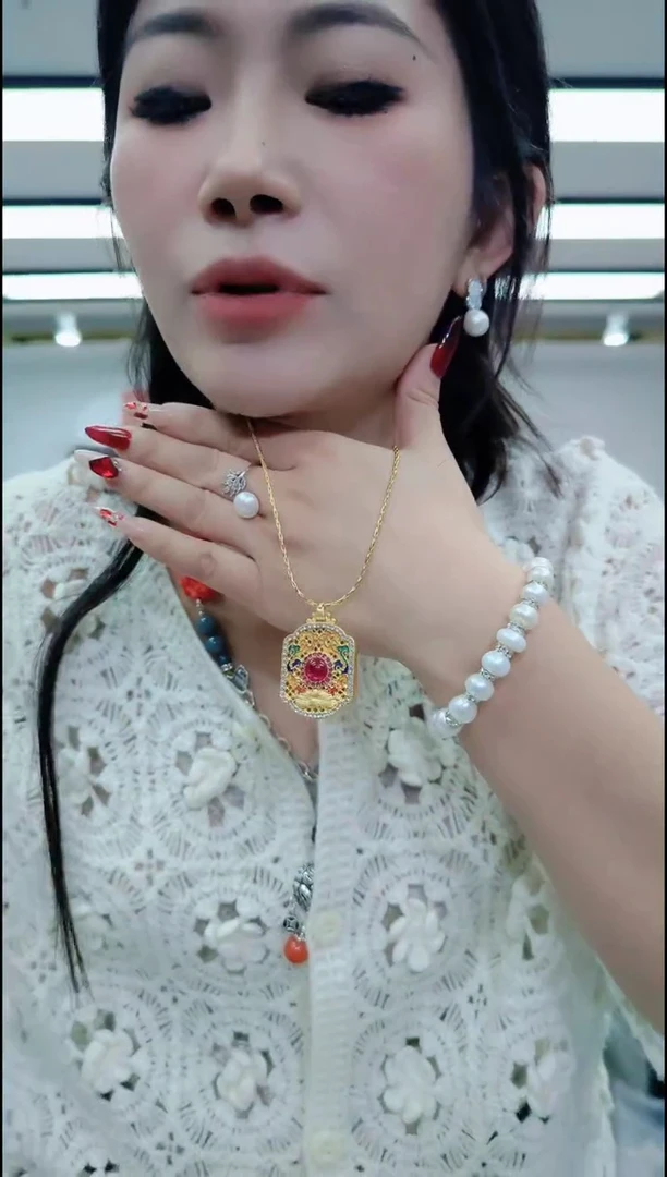 【闪购商品】玛瑙/玉髓颈饰合金2517红吊坠