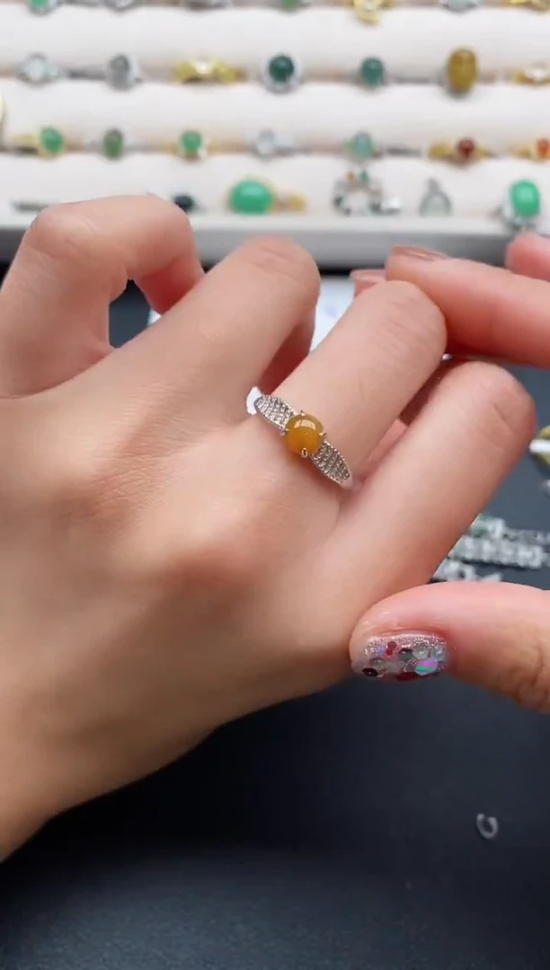 银S925镶嵌戒指翡翠4444444+3