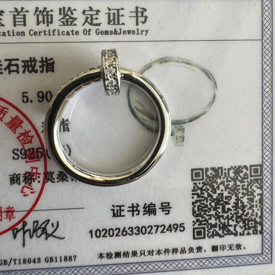 925银莫桑石戒指 白色时尚手工925银莫桑丁子戒指