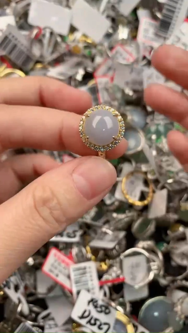 银S925镶嵌戒指翡翠666              10