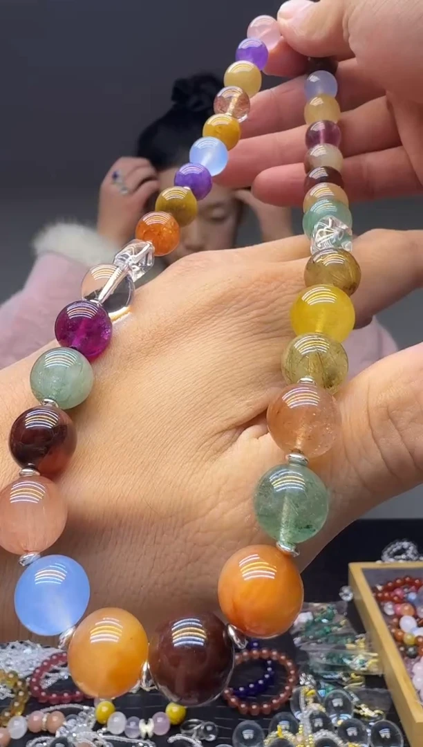 水晶摆件未镶嵌天然兔毛多宝项链