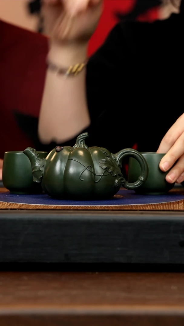 【闪购商品】紫砂茶壶CYL 绿泥 南瓜4