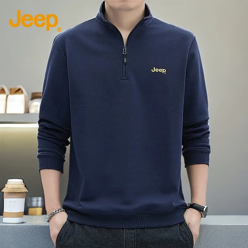 Jeep吉普男士半拉链长袖卫衣秋冬季新款立领百搭休闲修身潮流套头