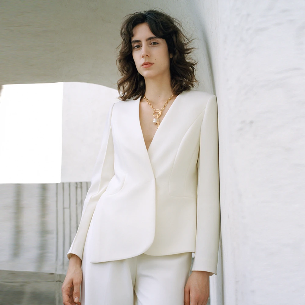 FALEMIG-萝家无领交叠收腰西装女T01000