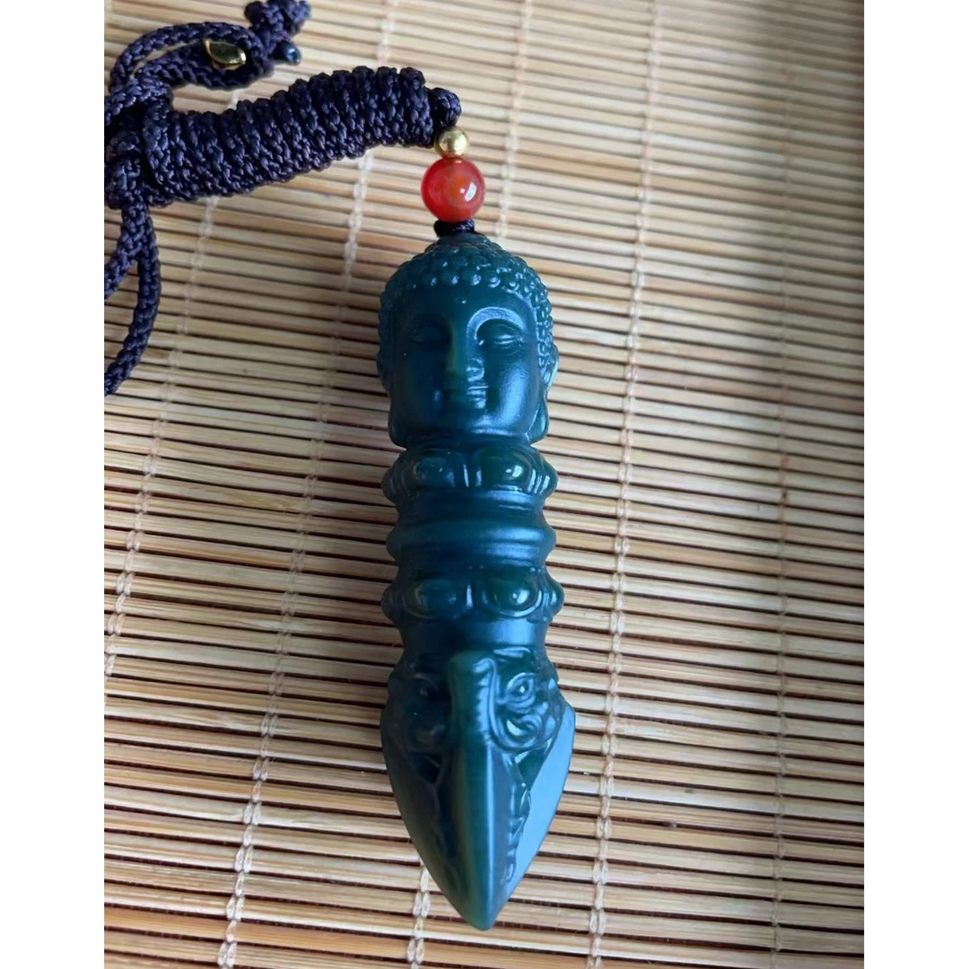 和田玉青玉降魔杵吊坠