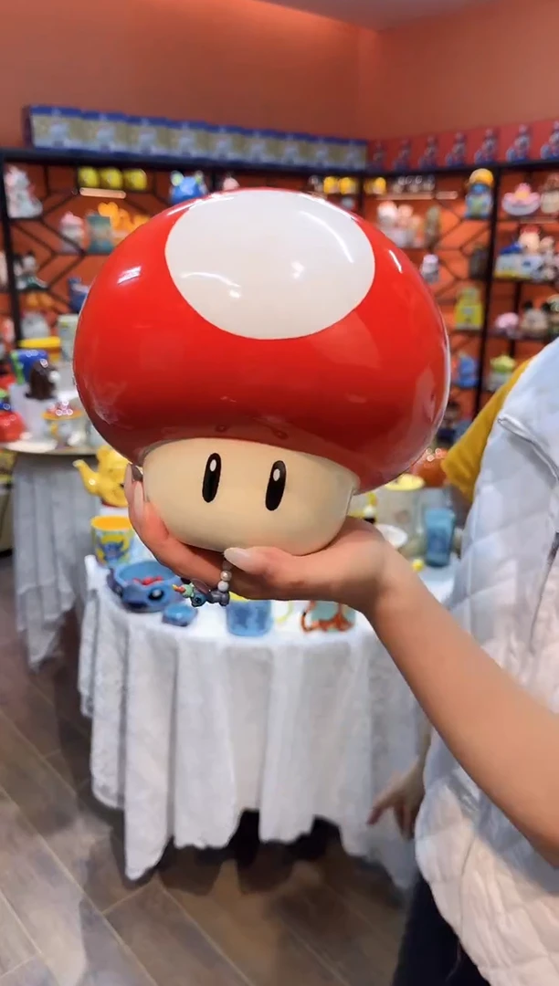 瓷片@@陶瓷蘑菇头饼干罐