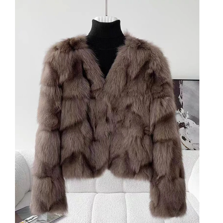 高（41-50）外套女时尚简约短款毛毛年轻大衣国风短外套