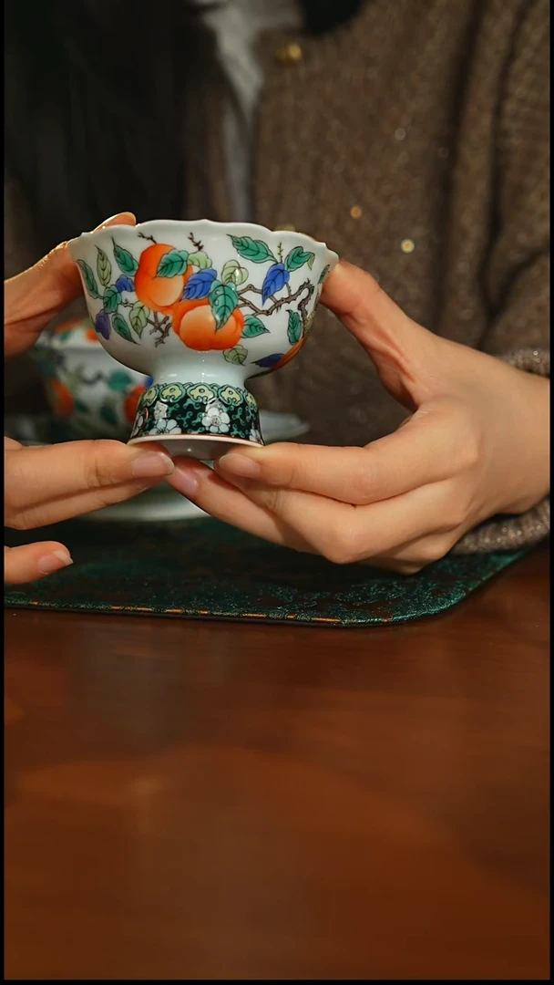 瓷片古悦和风好事发生高脚杯