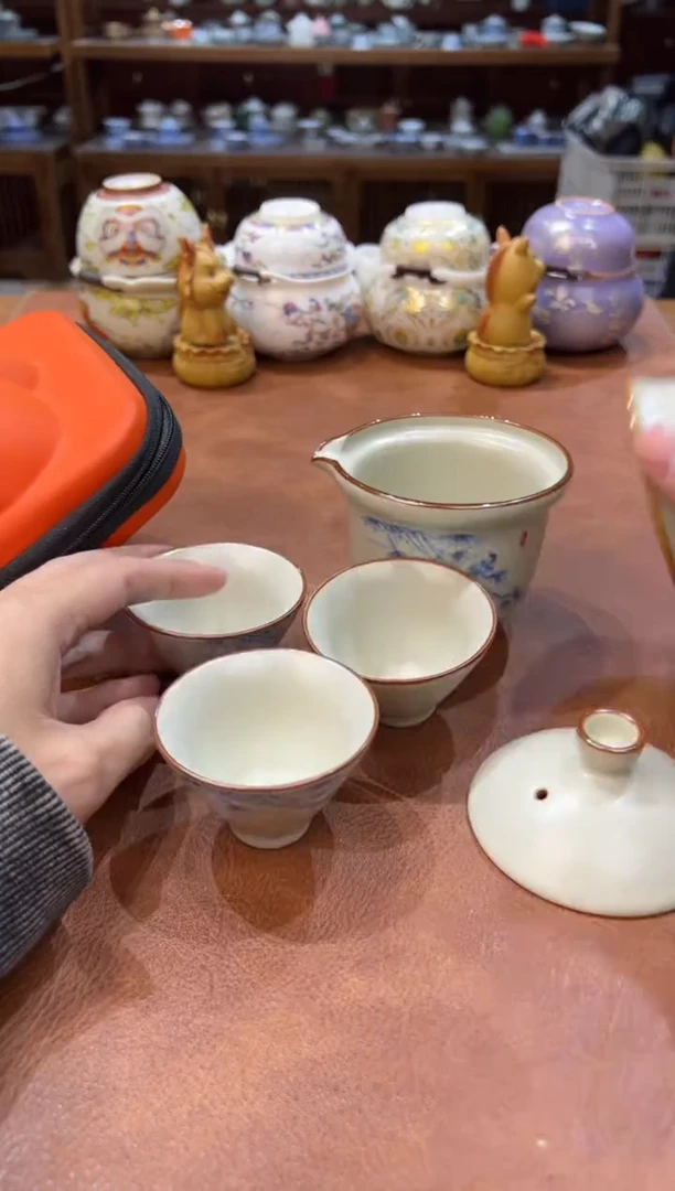 真的很便宜会开片的旅行茶具