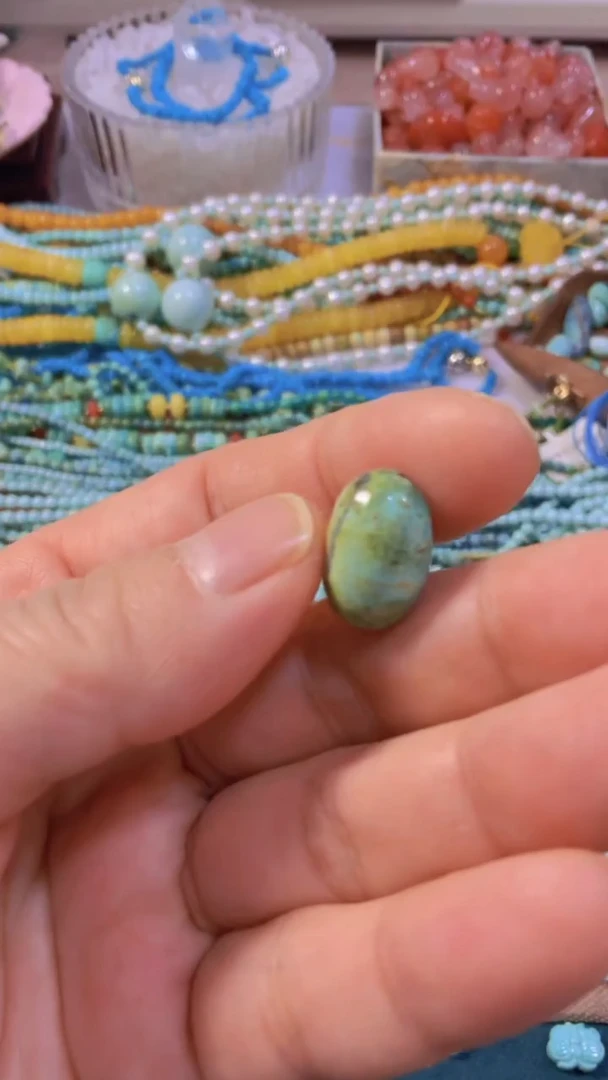 未镶嵌绿松石珠宝半成品15.8*10mm枣珠