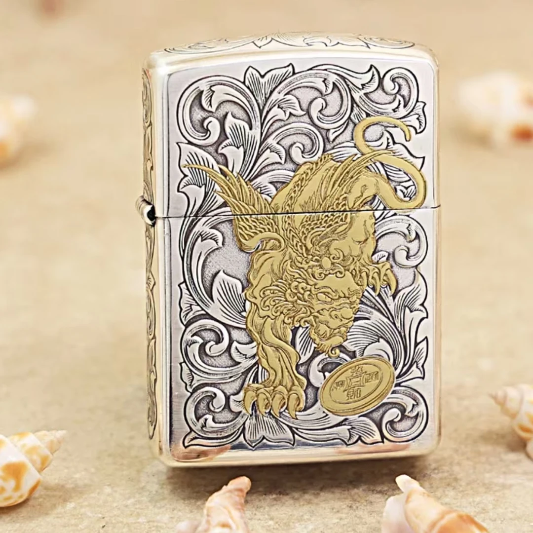 ZIPPO/之宝打火机【财色双收】唐草貔貅仙子镀银双色盔甲DYJ1